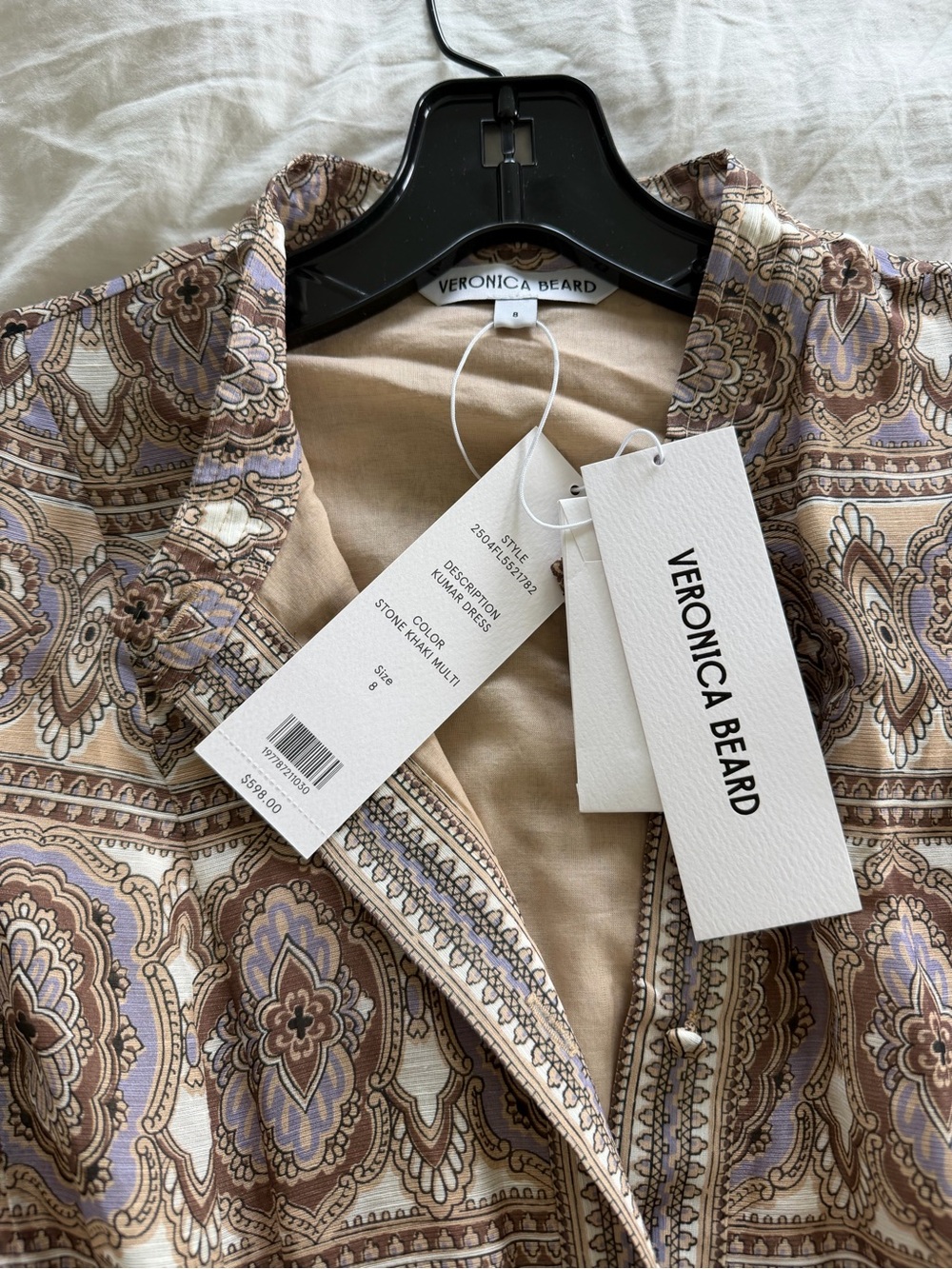 Veronica Beard Kumar Dress Stone Lavender Paisley Mini - new with tags - Picture 2 of 4